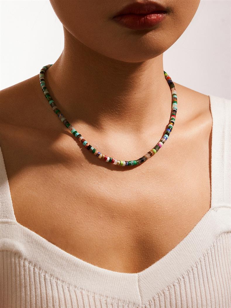 Style Simple Bloc De Couleur La Pierre Naturelle Acier Au Titane Perlé Collier 1 Pièce display picture 3