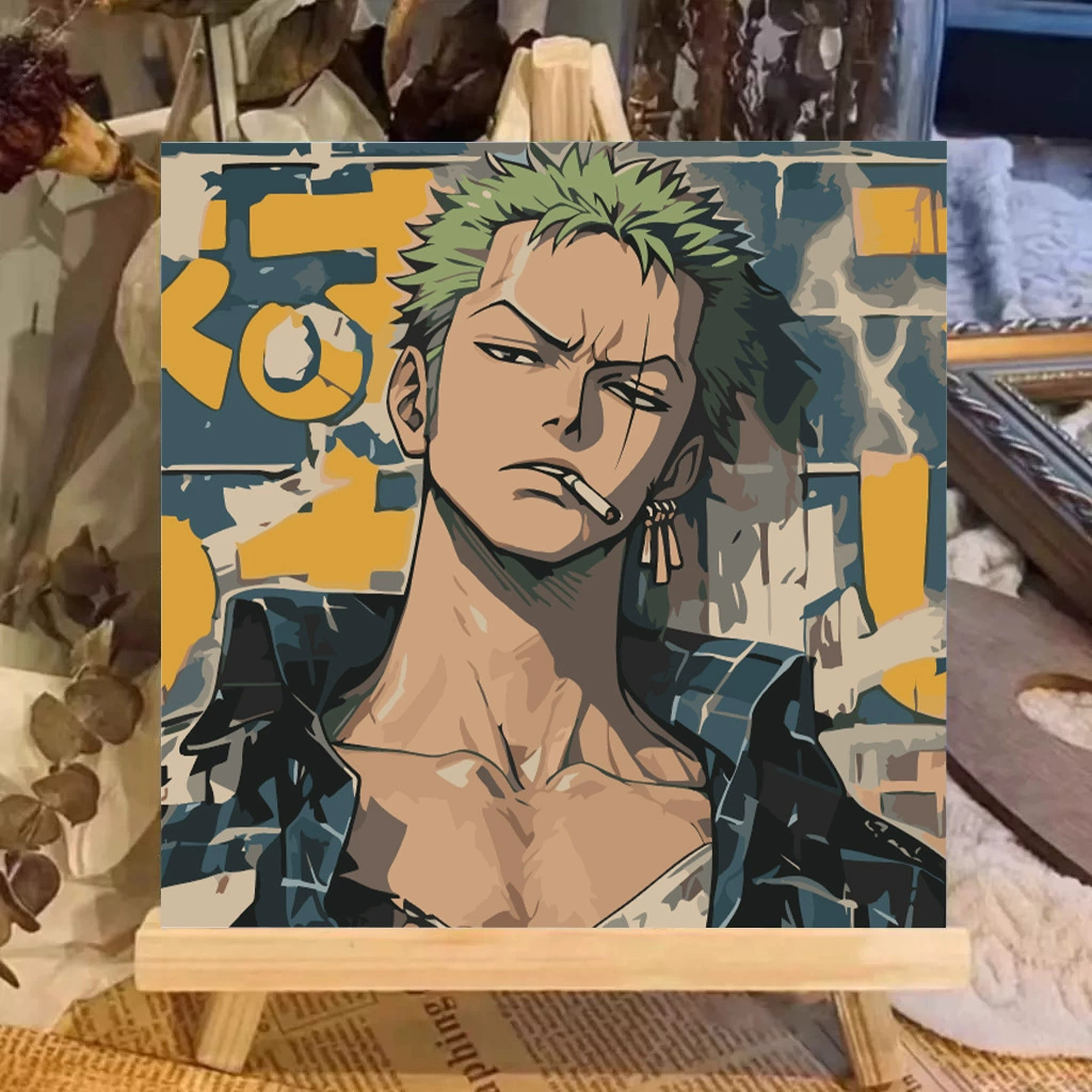 One Piece цифровая масляная живопись DIY раскраска, ручная роспись, Луффи Зоро, аниме-постер, ручная работа