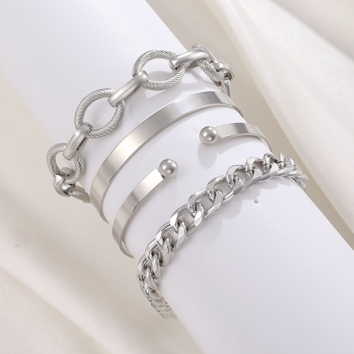 Chain Necklace Set for Women, European and American Style, Multi-layered, Retro and Simple Bracelet Accessory