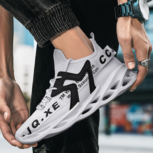  Summer New Men's Flat White Sneakers Men's Fashion Running Shoes Korean Men's Mesh Shoes