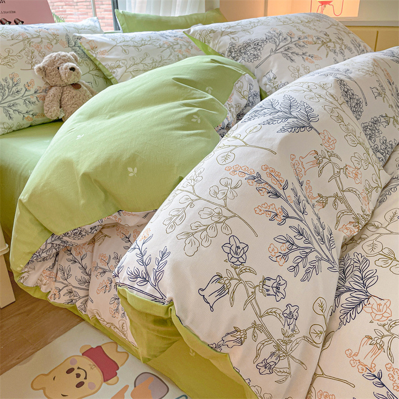 Four-piece pure cotton bedding set, 2025 new model, bed sheet and duvet cover, Xinjiang cotton three-piece bedding set, fitted sheet style Four-piece pure cotton bedding set, 2025 new model, bed sheet and duvet cover, Xinjiang cotton three-piece bedding set, fitted sheet style