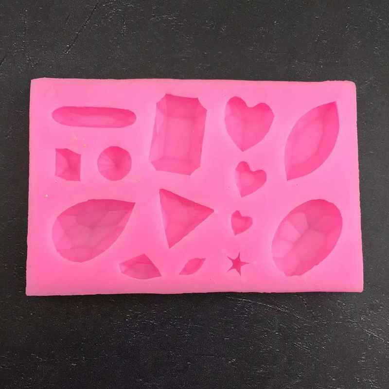 Mold, silicone fondant, with gem, handmade