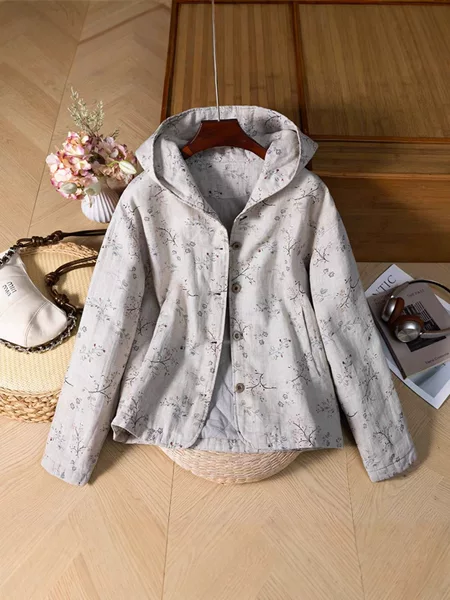 2025 New Artistic Retro Printed Cotton Jacket Versatile Artistic Quilted Warm