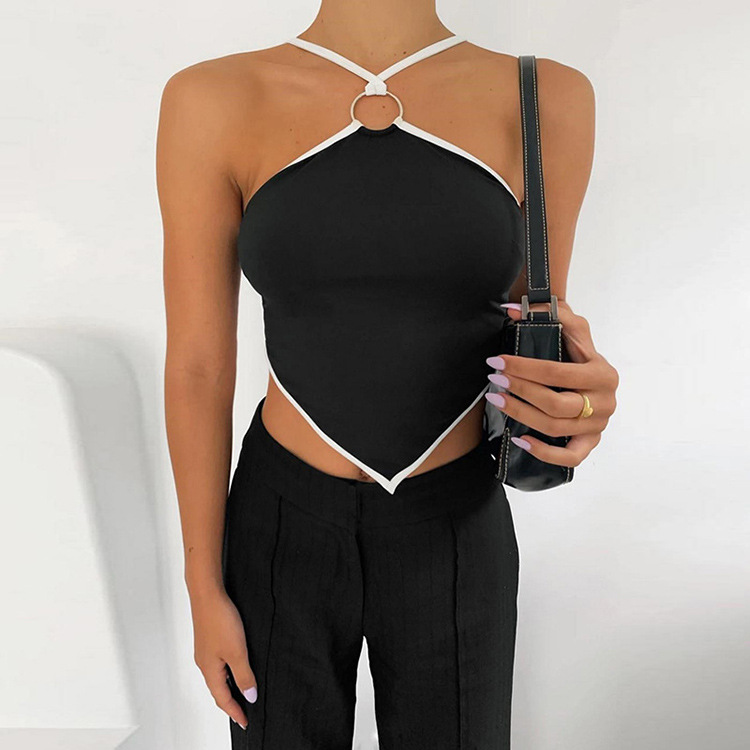 solid color backless halterneck vest NSBLS119710