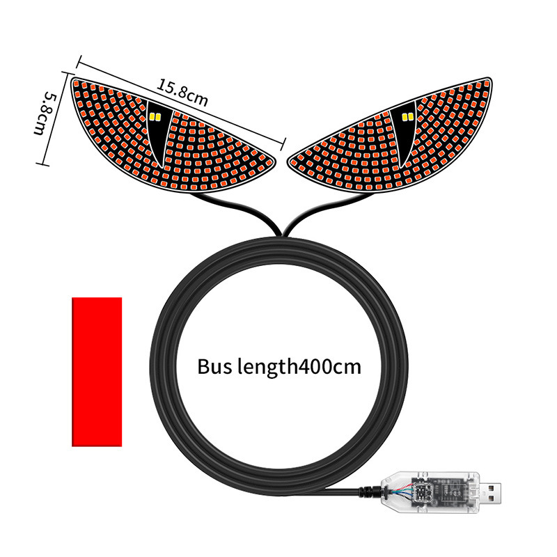 Cross-Border Hot-Selling Product: Car Dynamic Led Devil Eye Light, Wireless Rear Window Car Display Screen Expression Light