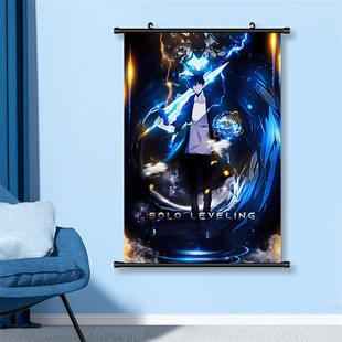 I Upgraded Solo Leveling Anime Two-Dimensional Decorative Painting Poster Scroll Hanging Painting Alone