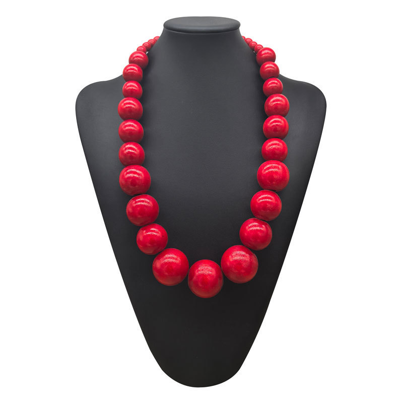 クロスボーダー新品木ボール単層手作りビーズネックレスレディース多色卸necklace wood|undefined