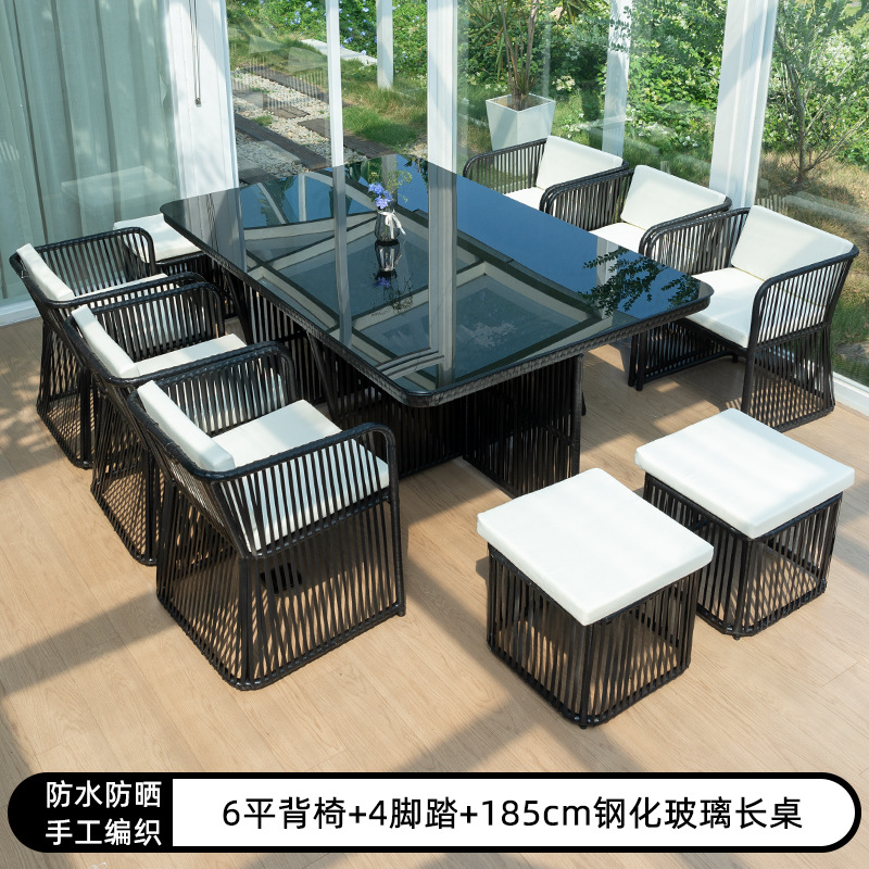 Al Aire Libre mesa y silla patio ocio ratán mesa y silla combinación terraza jardín al aire libre Mesa de té Muebles silla impermeable Protección solar