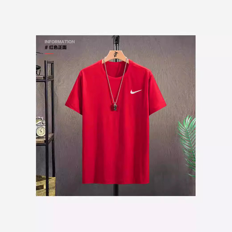 Loose T-shirt 2024 Summer Thin Red Short-sleeved Round Neck Casual Fashionable Small Collar Half-sleeved Trendy Brand Test-free Dress