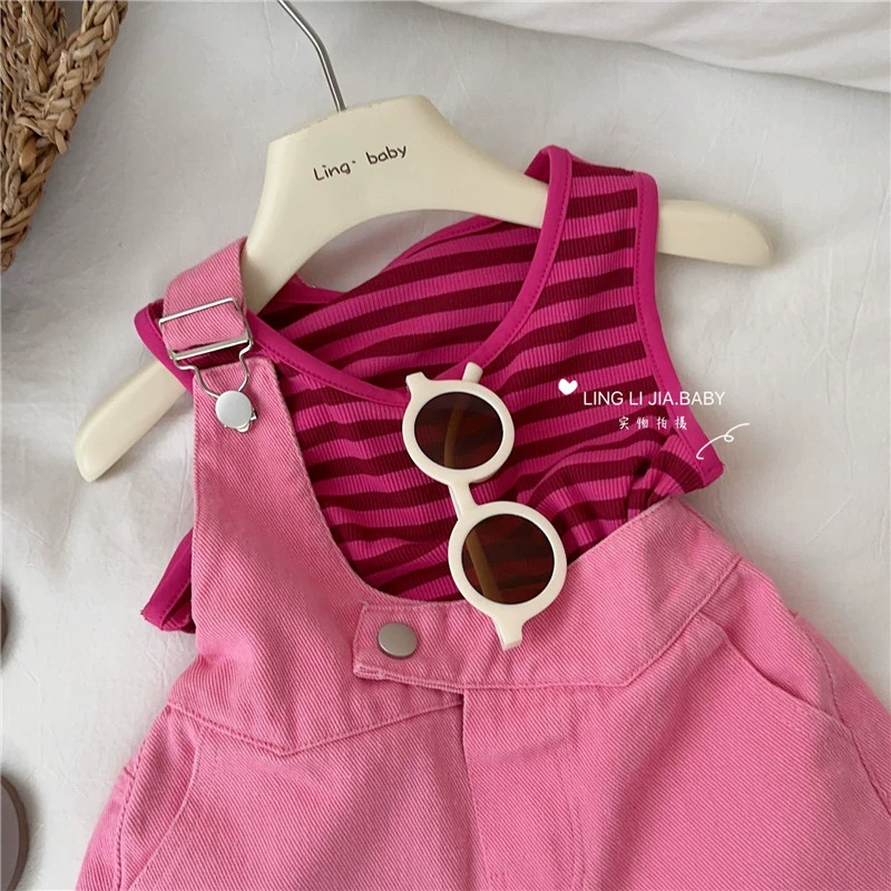 Джинсовый комбинезон для детей, детские брюки, летняя одежда, жилет, комплект