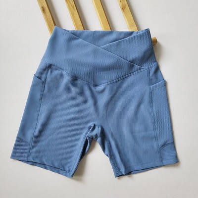 Bolsillo slim fit cintura cruzada adelgazamiento ciclismo shorts entrenamiento deportivo al aire libre secado rápido correr yoga shorts