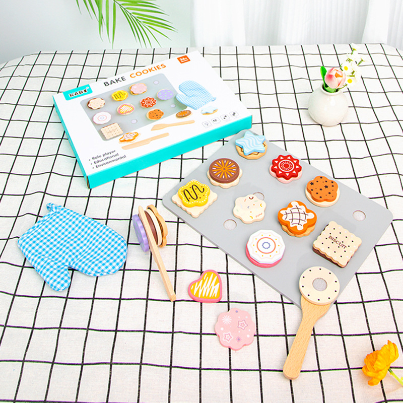 Simulación de madera para niños, panadería, galleta, cocina, juego para el hogar, juguetes, educación temprana, experiencia de rompecabezas, niños y niñas
