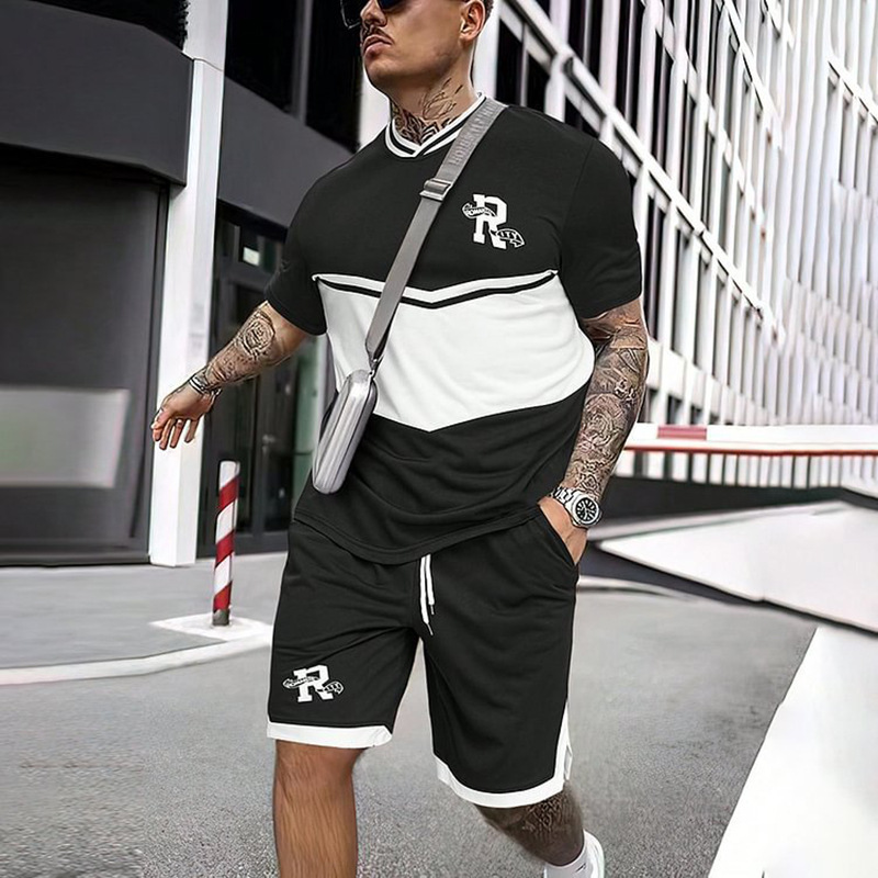 2023 camiseta de moda de verano corriendo fitness cuello redondo manga corta 3D impresión de los hombres de comercio exterior traje de Deportes de calle