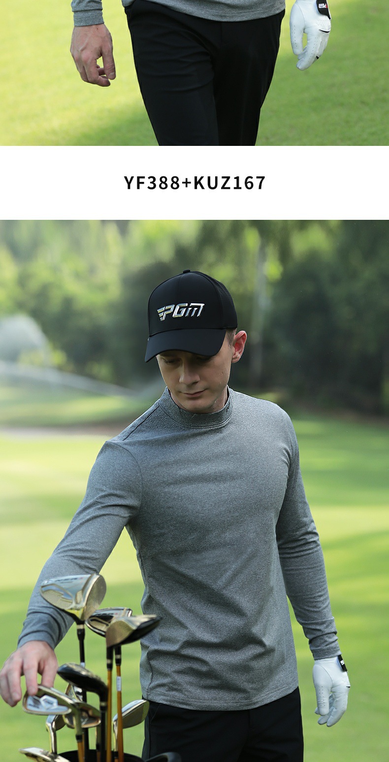 Áo giữ nhiệt golf nam dài tay cổ lọ lót nhung mùa thu đông — Màu xám YF388, YF388 màu đen, YF388 màu trắng chi tiết 7