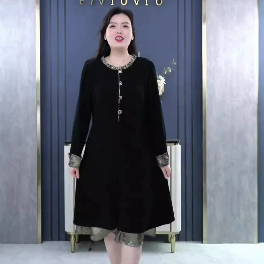 Осень и зима Иностранный счетчик легкий и экстравагантный вельвет контрастный ретро большой размер рыхлый и толстый MM мама средних лет