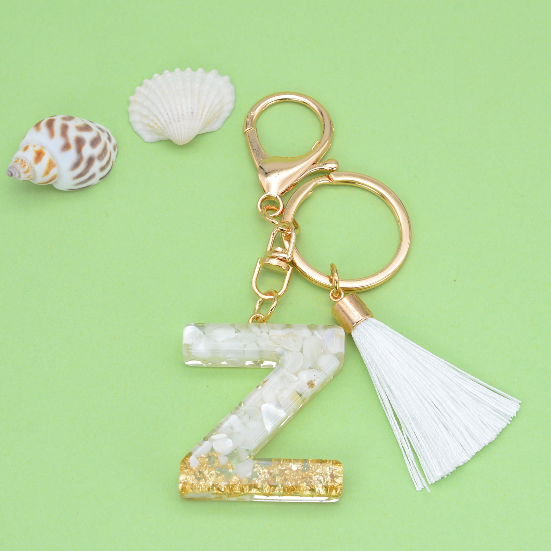 Fashion Letter Tassel Alloy Epoxy Bag Pendant Keychain 1 Piece display picture 3
