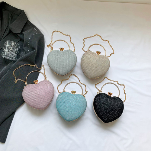 Cross-border sweet heart small handbag women's bag high-end sense evening bag trendy versatile chain shoulder bag crossbody bag