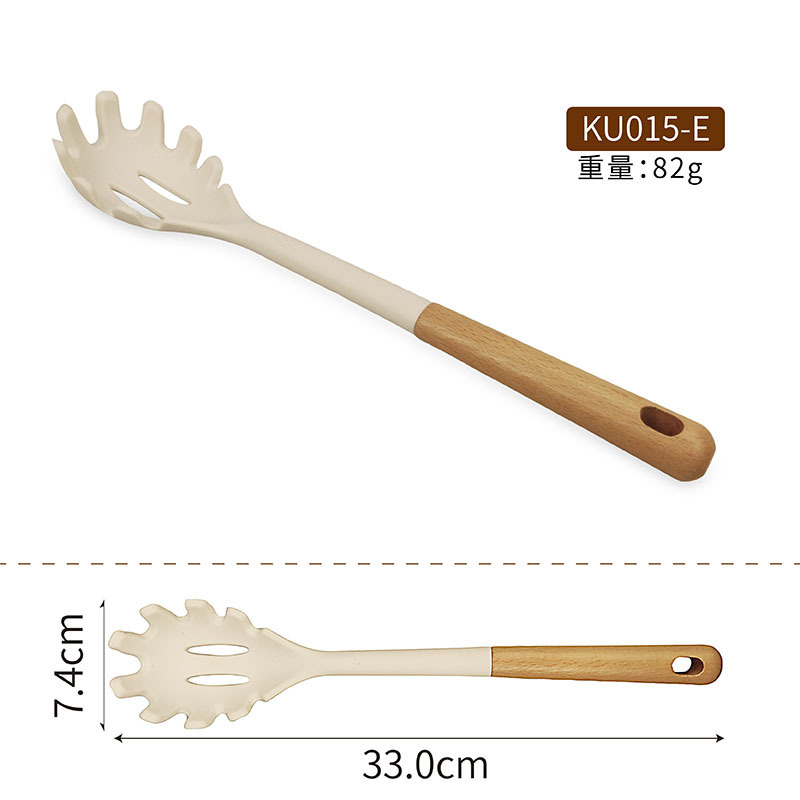 Nuevo mango de madera utensilios de cocina de silicona transfronterizo dedicado 12 piezas de alta temperatura resistente antiadherente sopa cuchara colador pala traje