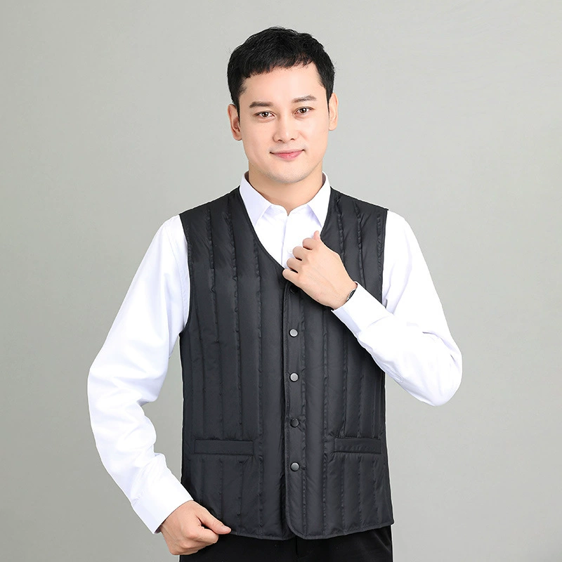 Папа пуховый жилет светло-теплый плюс толстый пожилой жилет тонкий и бесшовный теплый пуховый жилет