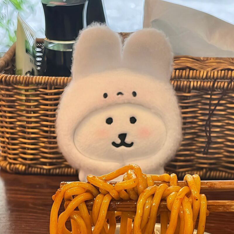 日本自嘲熊包挂件13cm兔兔头套可爱呆萌毛绒公仔玩偶钥匙扣挂饰夏|undefined