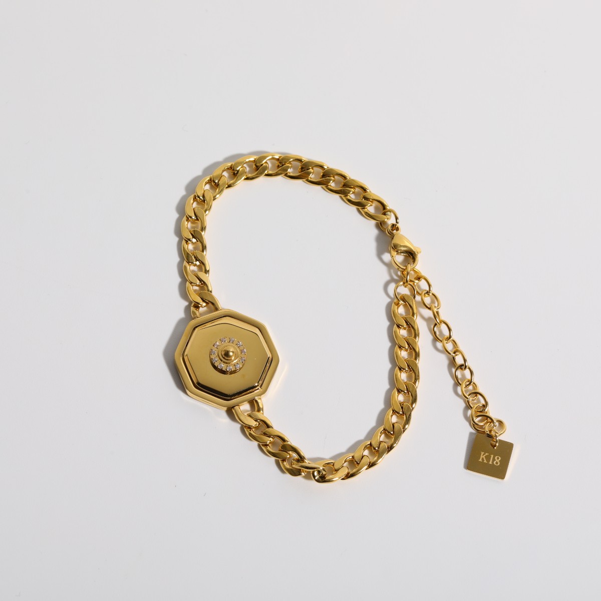 Unisex Fashion Geometric Titanium Steel Zircon Bracelets Necklace Gold Plated Stainless Steel Neckla