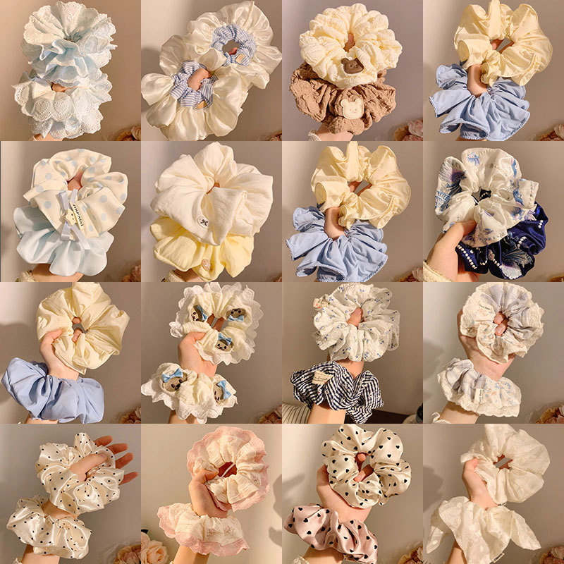 Ballet estilo encaje intestino grueso lazo para el cabello de alto valor con cola de caballo cuerda para el cabello flor para la cabeza niña de verano bola cabeza cuerda para el cabello accesorios para el cabello