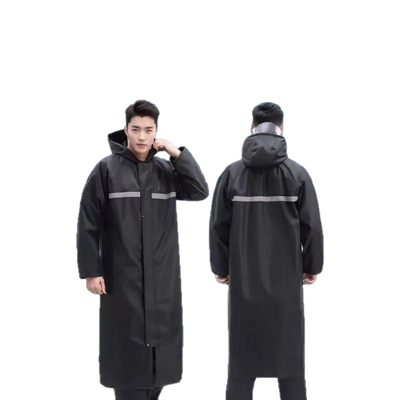 Capa de lluvia para adultos larga unida a prueba de tormentas para hombres y mujeres al aire libre a pie gruesa capa de lluvia reflectante de todo el cuerpo