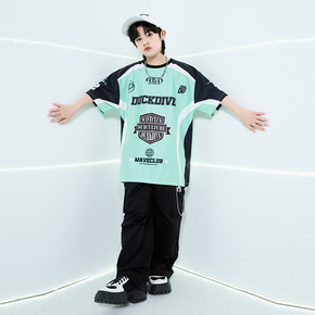 Children's street dance set hiphop trendy clothing trendy brand T-shirt cool performance clothing boy hip-hop jazz dance runway spring/summer