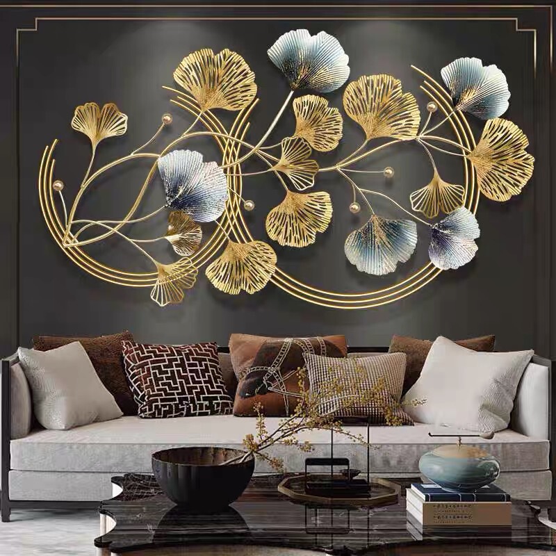 Detachable new Chinese style light luxury ginkgo leaf wall decoration living room wall decoration pendant three-dimensional iron wall hanging Detachable new Chinese style light luxury ginkgo leaf wall decoration living room wall decoration pendant three-dimensional iron wall hanging