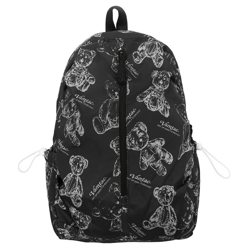 2025 nueva mochila de impresión de dibujos animados para estudiantes de secundaria femenina versión coreana universal mochila de viaje ligera simple