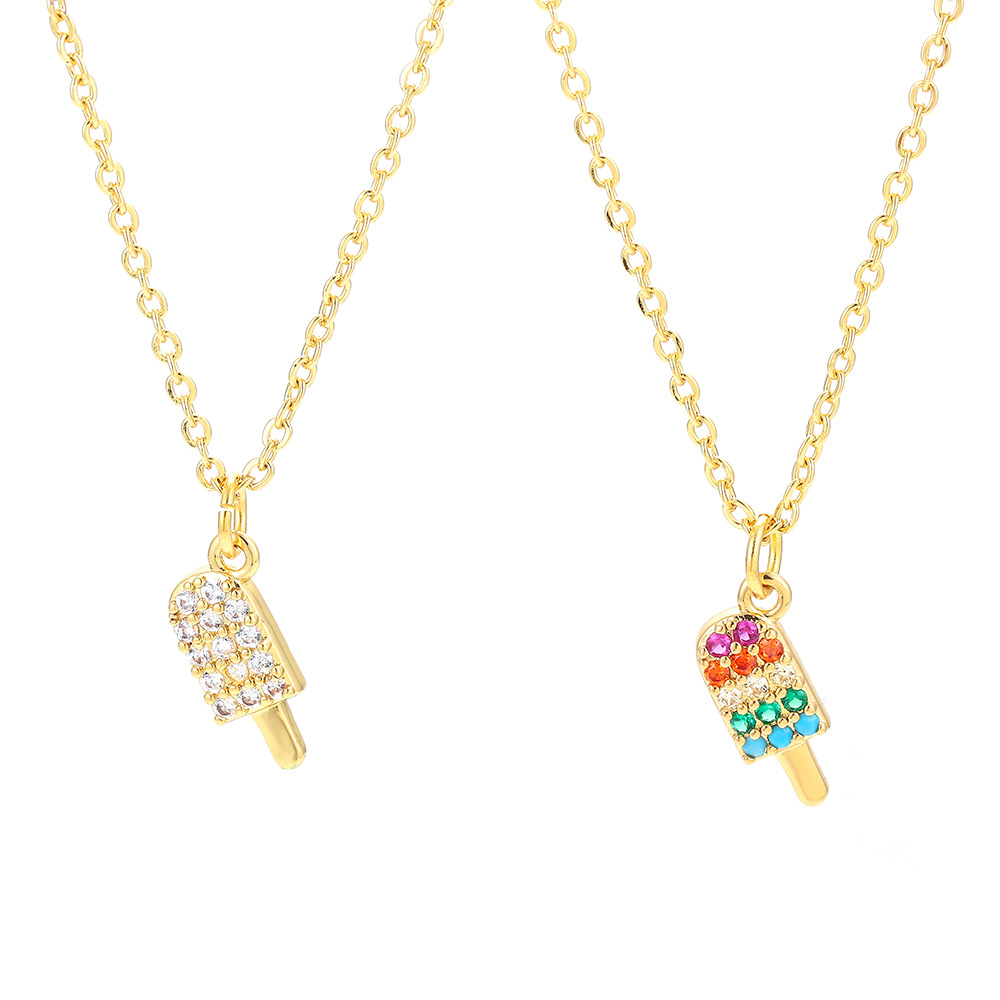 3g Weight Necklace Classification Fashion Color Ice Cream Short Inlaid Zircon Copper Clavicle Chain Wholesale Nihaojewelry