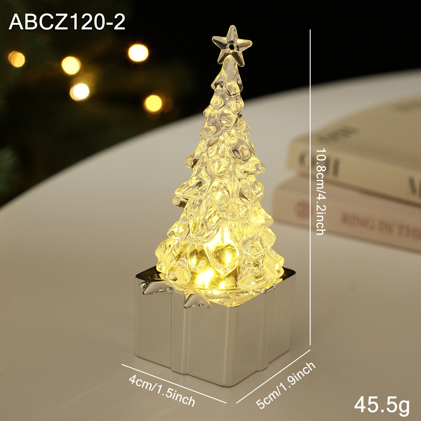 Nuevo transfronterizo luminoso transparente mini decoración de escritorio de Navidad árbol decoración de plástico decoración de iluminación en stock