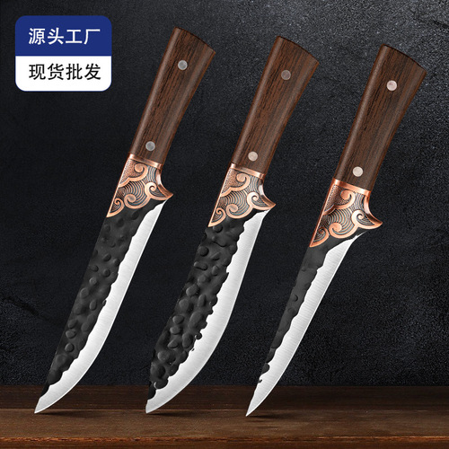 Longquan Bone Scoring Knife Kitchen Meat Cutting Knife Bone Shaving Knife Sharp Pig Slaughter Sheep Slaughter Meat Shaving Lamb Forging Multi-purpose Knife Wholesale