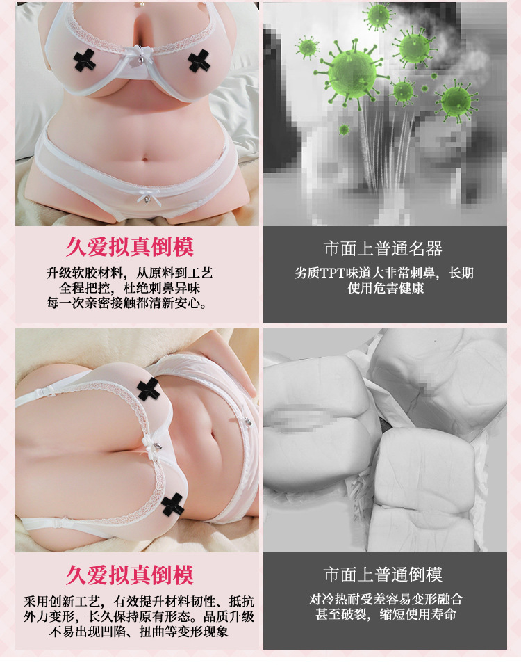 Jiuai Plump Series Half-Body Molded Masturbator Cup, Realistic TPE Vaginal Male Toy — detail image 6