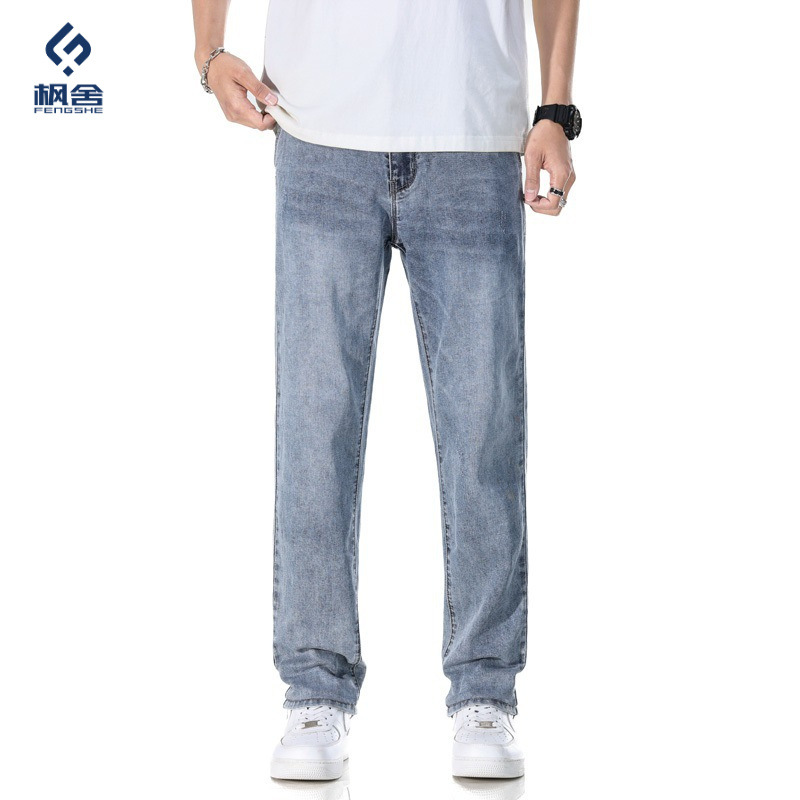 Fengshe Men's Wear/2025 Summer Thin High Waist Loose Light Business Thin Straight Pants Jeans