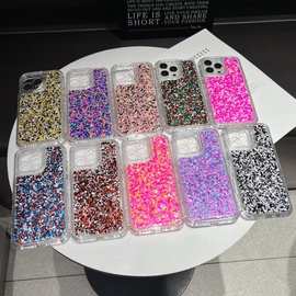 适用手机壳边框苹果16透明渐变滴胶11三合一防摔15Promax跨境12套