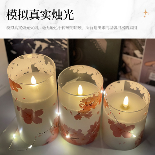 Purple/Pink Flower LED Acrylic Flameless Candles with Remote Control Battery Cross-border Hot