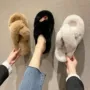 外穿厚底交叉家居毛拖