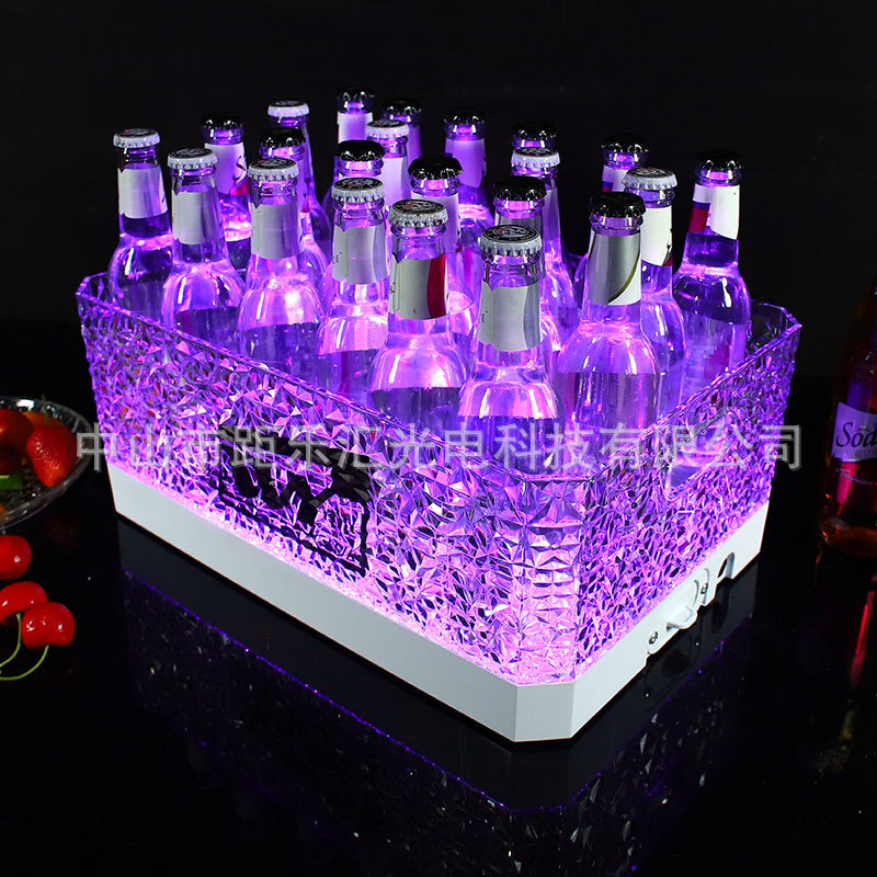 LED氷紋七彩発光氷桶アクリル24本ビール枠シャンパン桶KTVパーティーバー発光氷桶|undefined