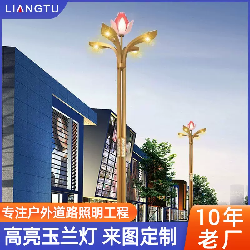 6/7/8米户外LED玉兰灯高杆中华灯太阳能路灯广场景区道路景观灯