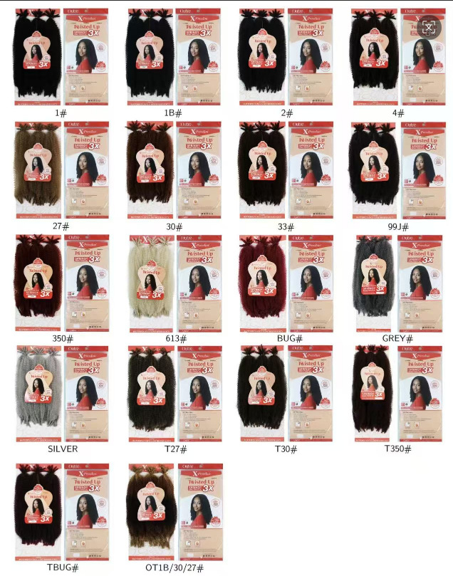 Set de 24 pulgadas 3X Marley Trenza Cabello Fibra Química Africano Curly Largo Afro Kinky
