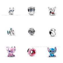 潘家多拉S925纯银史迪仔卡通蜘蛛侠大孔珠吊坠diy串珠子手链配件