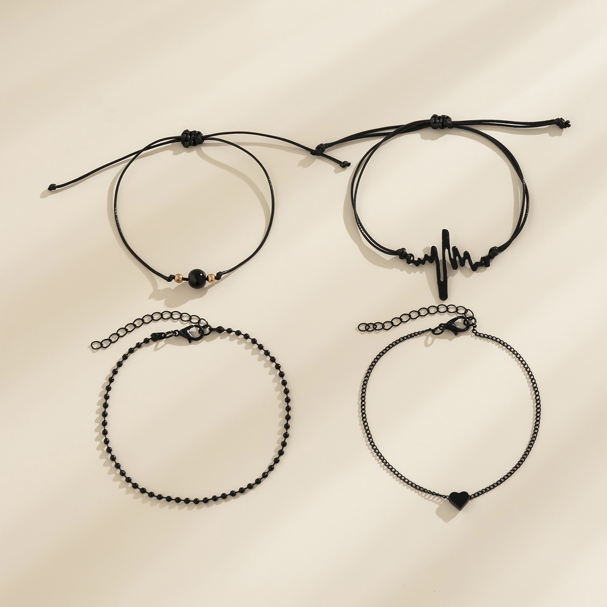 Fashion Heart Shape Iron Spray Paint Plating Womenu0027S Anklet 4 Pieces