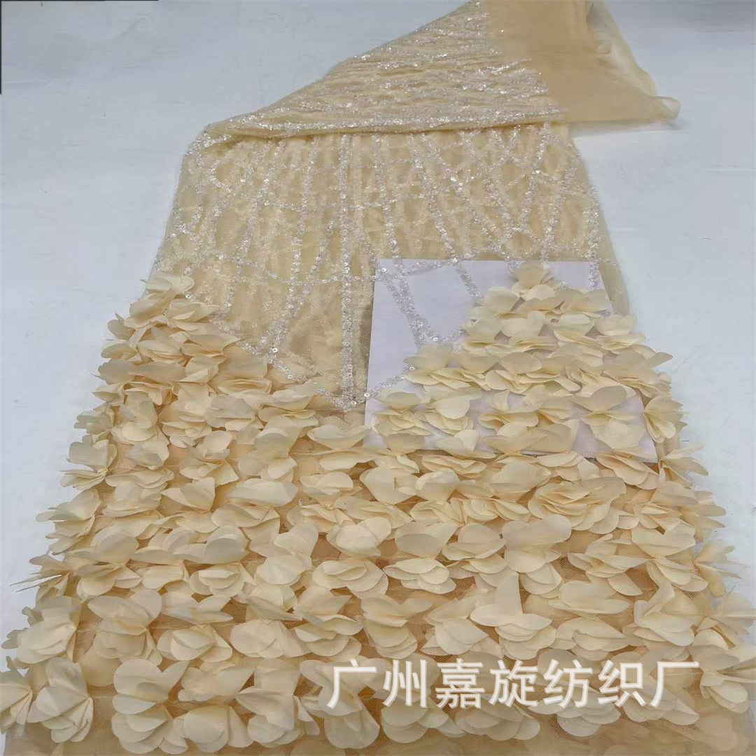 2024 nueva flor estereoscópica flor + lentejas bordado tubo de perlas vestido de boda vestido de rendimiento tela bordada