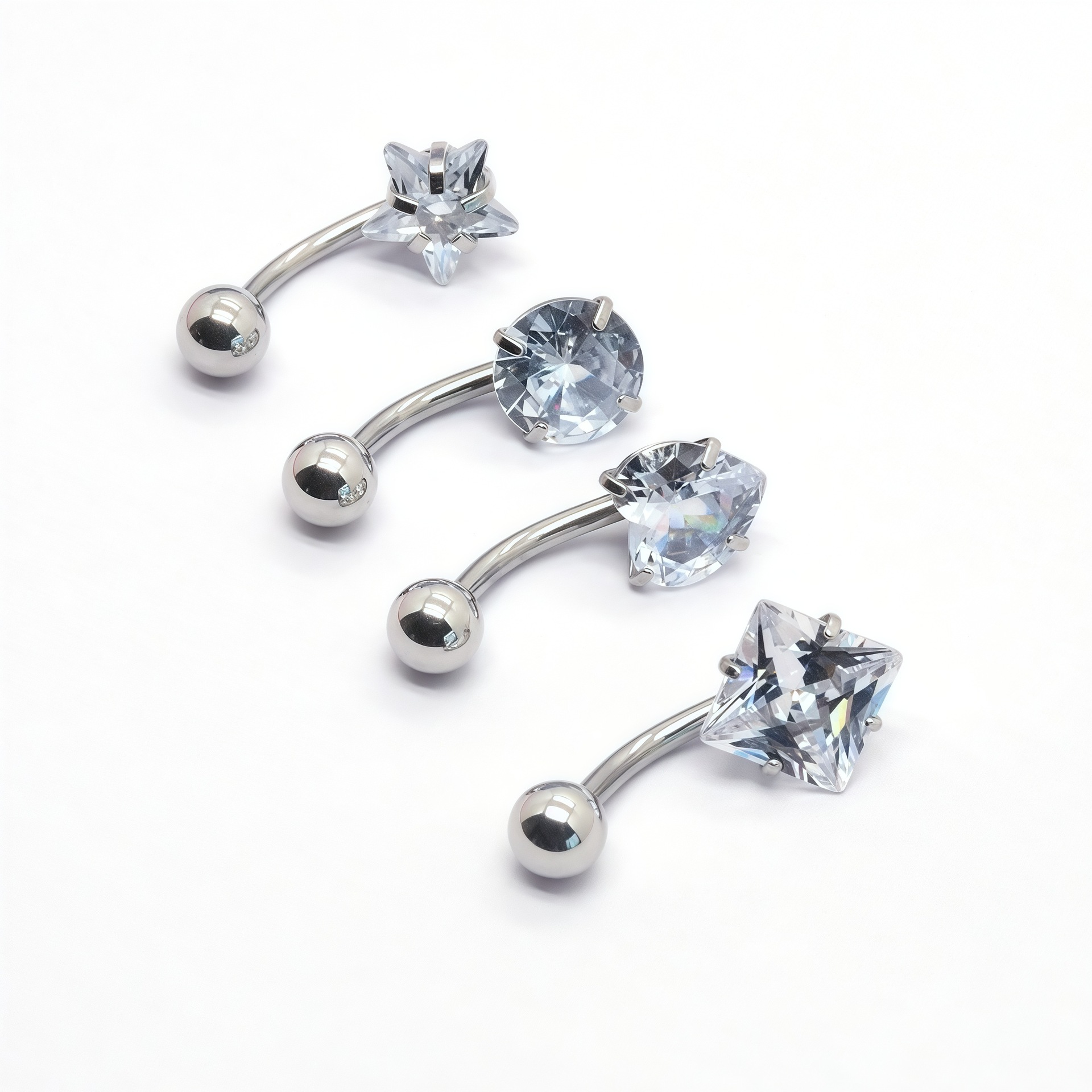 Heart Shaped Belly Button Ring Stainless Steel Navel Jewellery_voghion.com