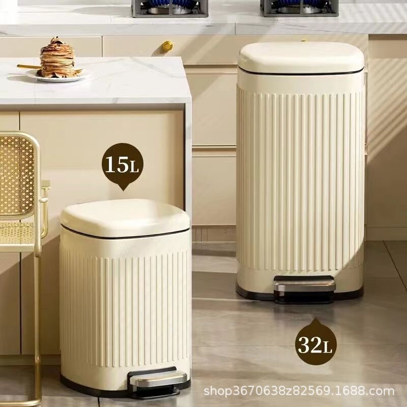 Household Stainless Steel Trash Can for Kitchen, 20L with Lid, Pedal-Operated, Silent, Fingerprint-Resistant, High-End Feel, No Need to Bend over