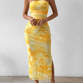 跨境外贸新款2026亚马逊速卖通Dress Tube Top Slim Fit Printed