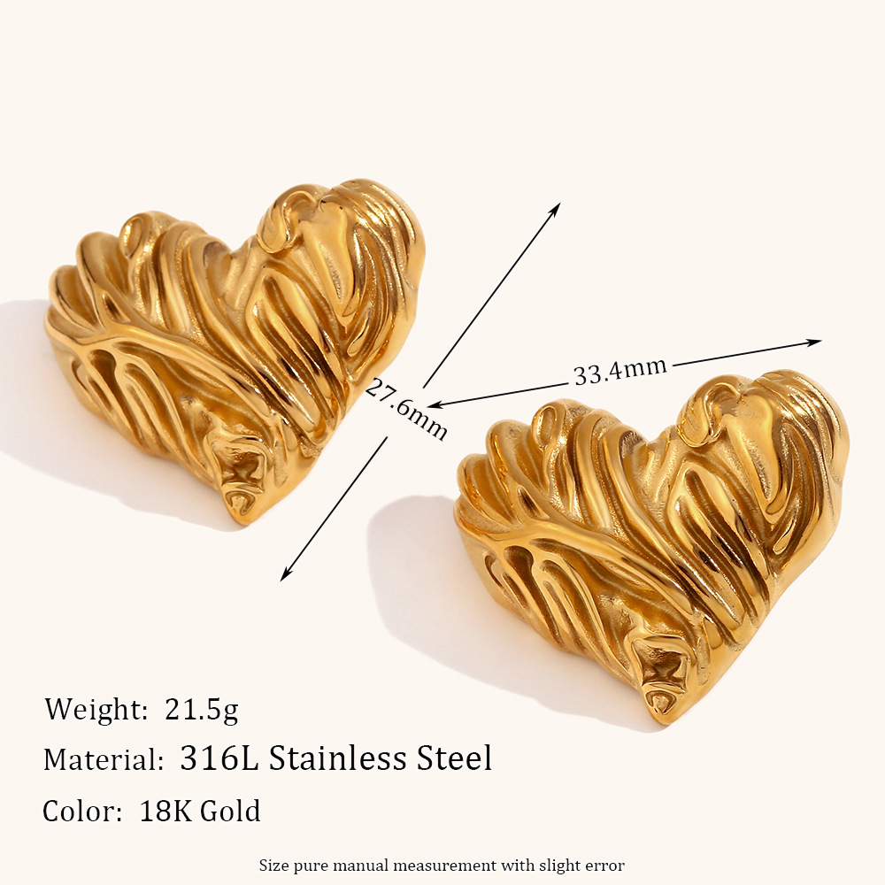 Ear Studs Classification 1 Pair Retro Lady Heart Shape Plating Stainless Steel Ear Studs