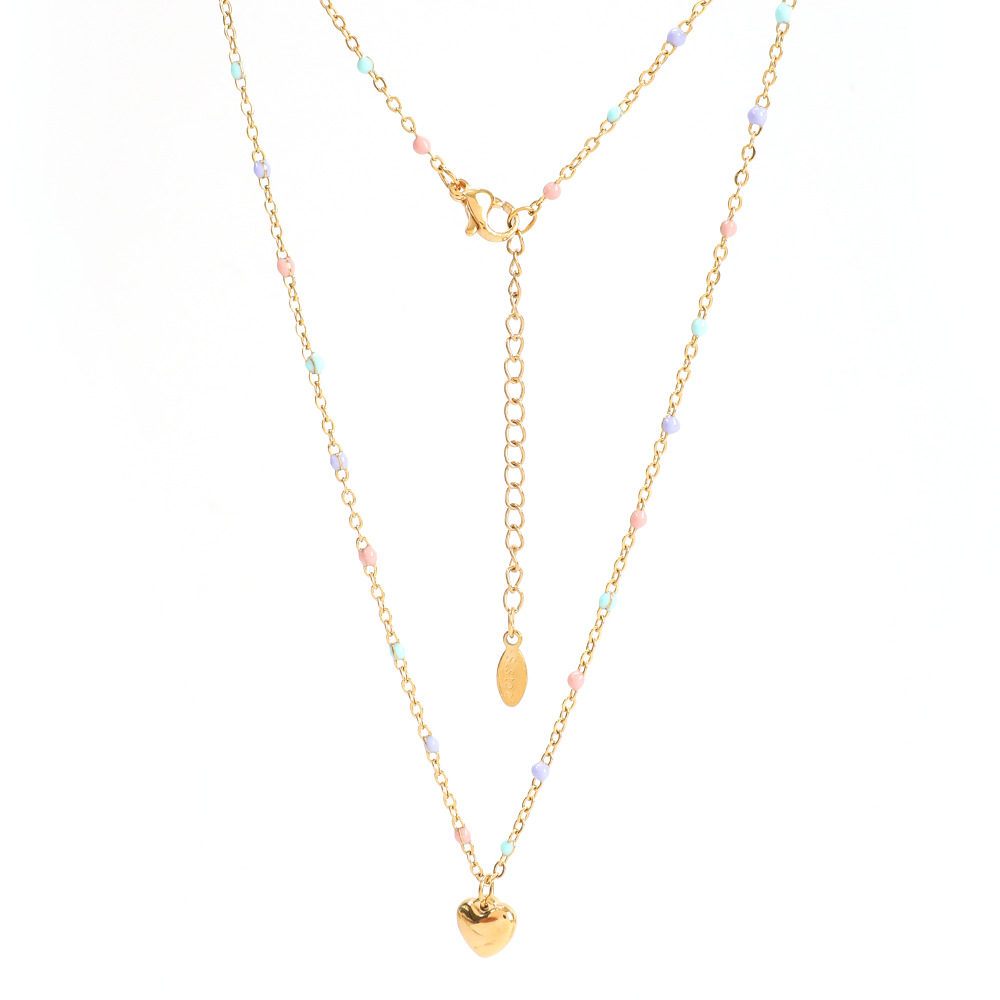 6g Weight Pendant Necklace Classification 1 Piece Quantity Daily, Street Occasion Stainless Steel, Titanium Steel Material Heart Shape Pattern Women's Gender Enamel, Plating Design Simple Style Style Simple Style Heart Shape Stainless Steel Titanium Steel Enamel Plating Pendant Necklace 8