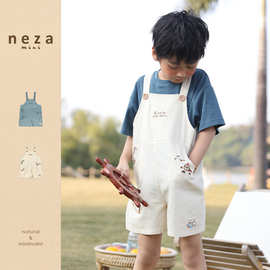 neza【海岛寻宝梦】儿童背带裤夏季男春装宝宝背带裤A类纯棉短裤